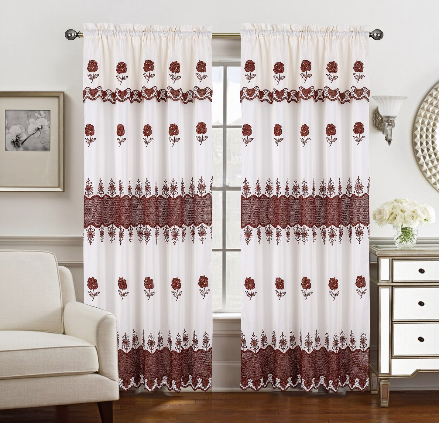 Alyssa Macrame Jacquard Curtain With Attached Valance