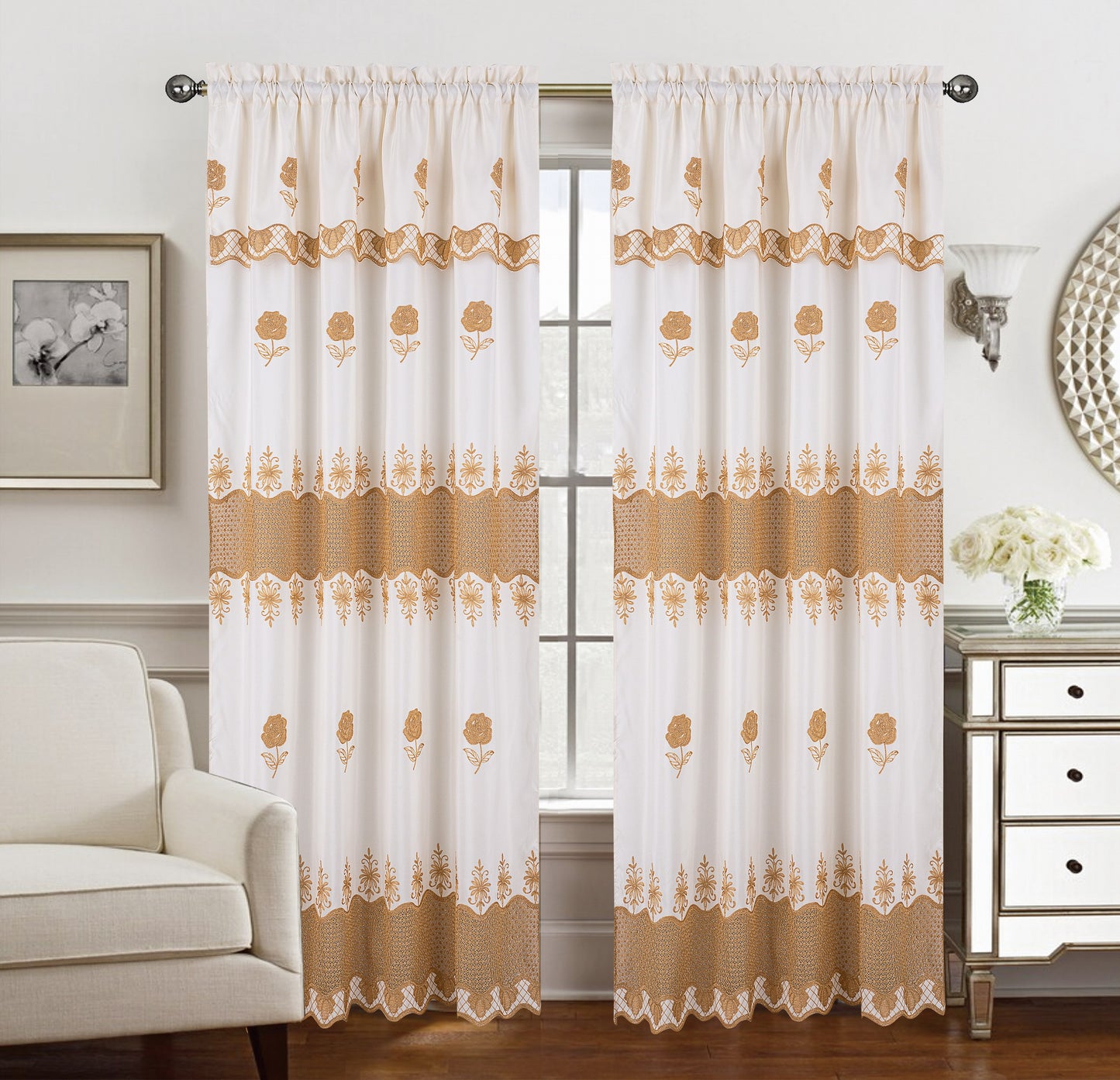 Alyssa Macrame Jacquard Curtain With Attached Valance