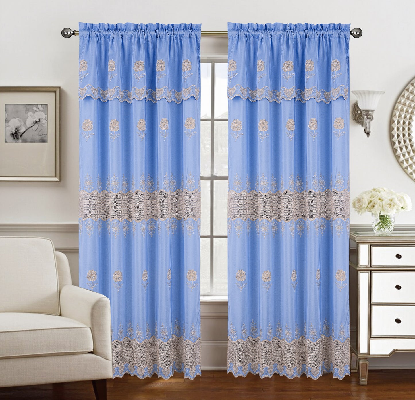 Alyssa Macrame Jacquard Curtain With Attached Valance