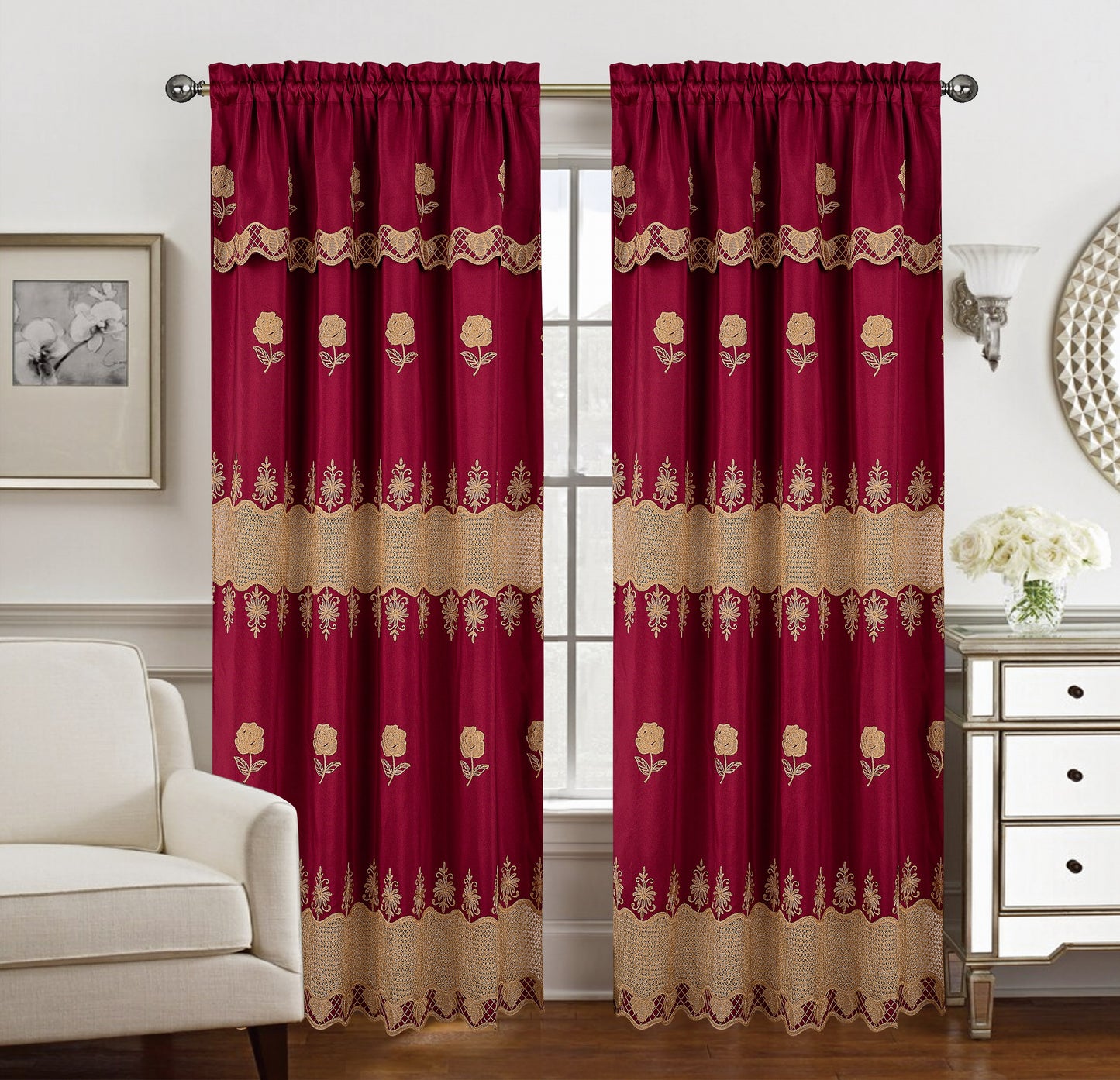 Alyssa Macrame Jacquard Curtain With Attached Valance