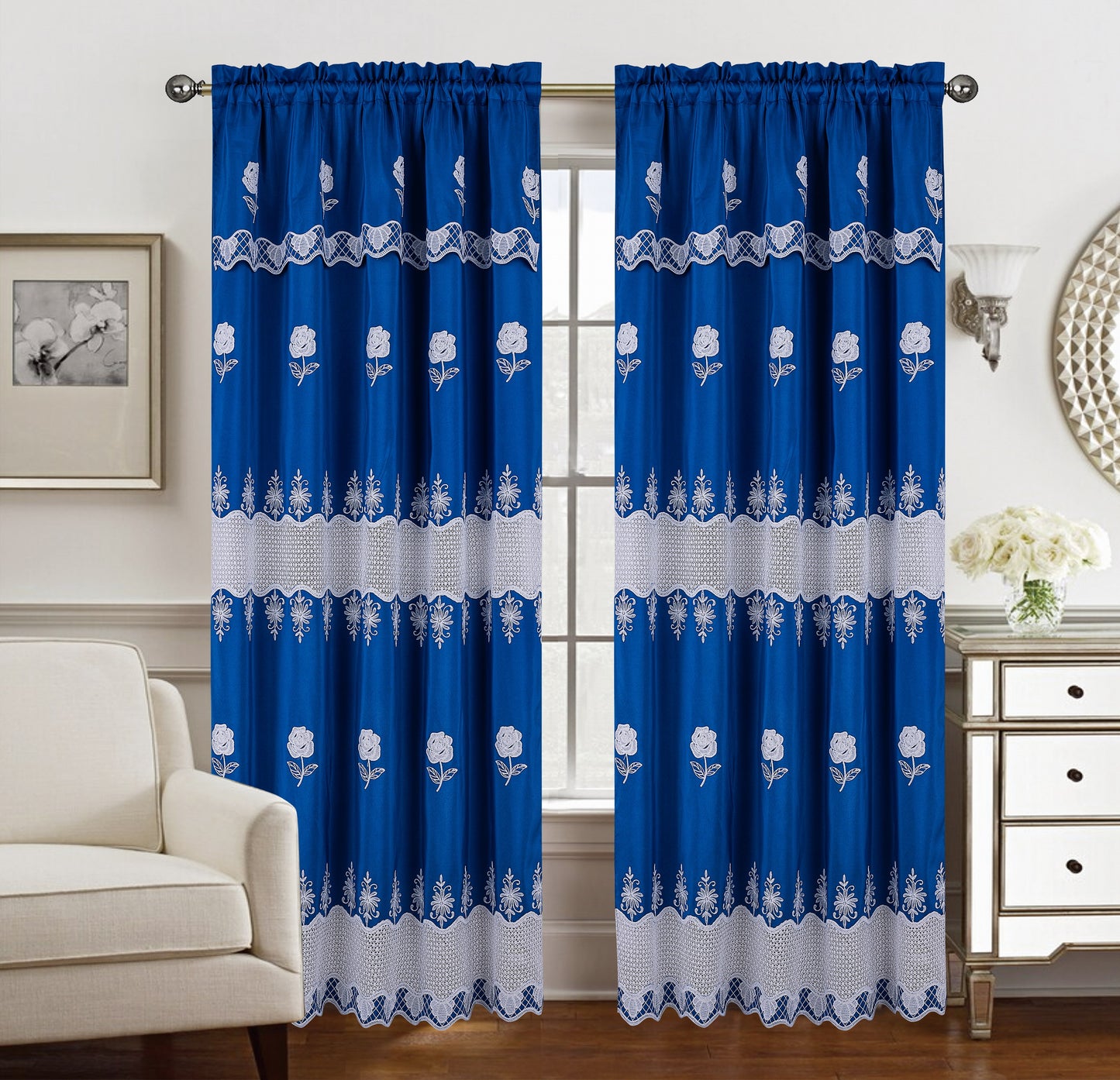 Alyssa Macrame Jacquard Curtain With Attached Valance