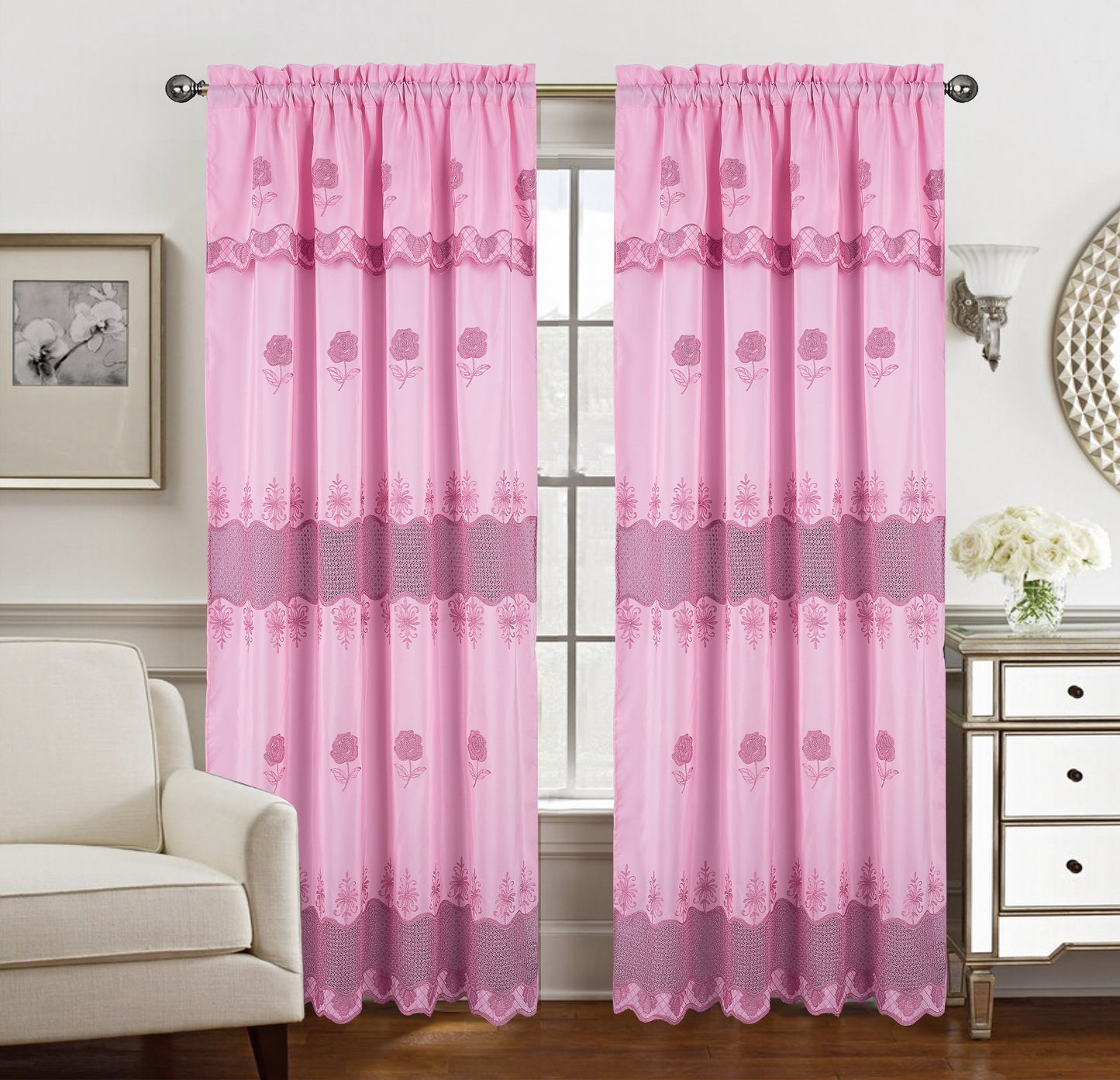 Alyssa Macrame Jacquard Curtain With Attached Valance