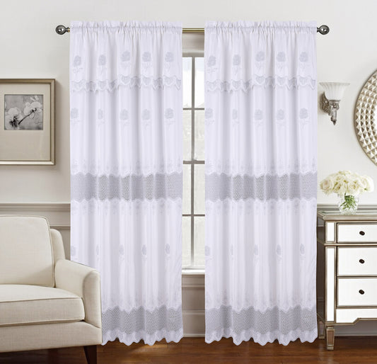 Alyssa Macrame Jacquard Curtain With Attached Valance