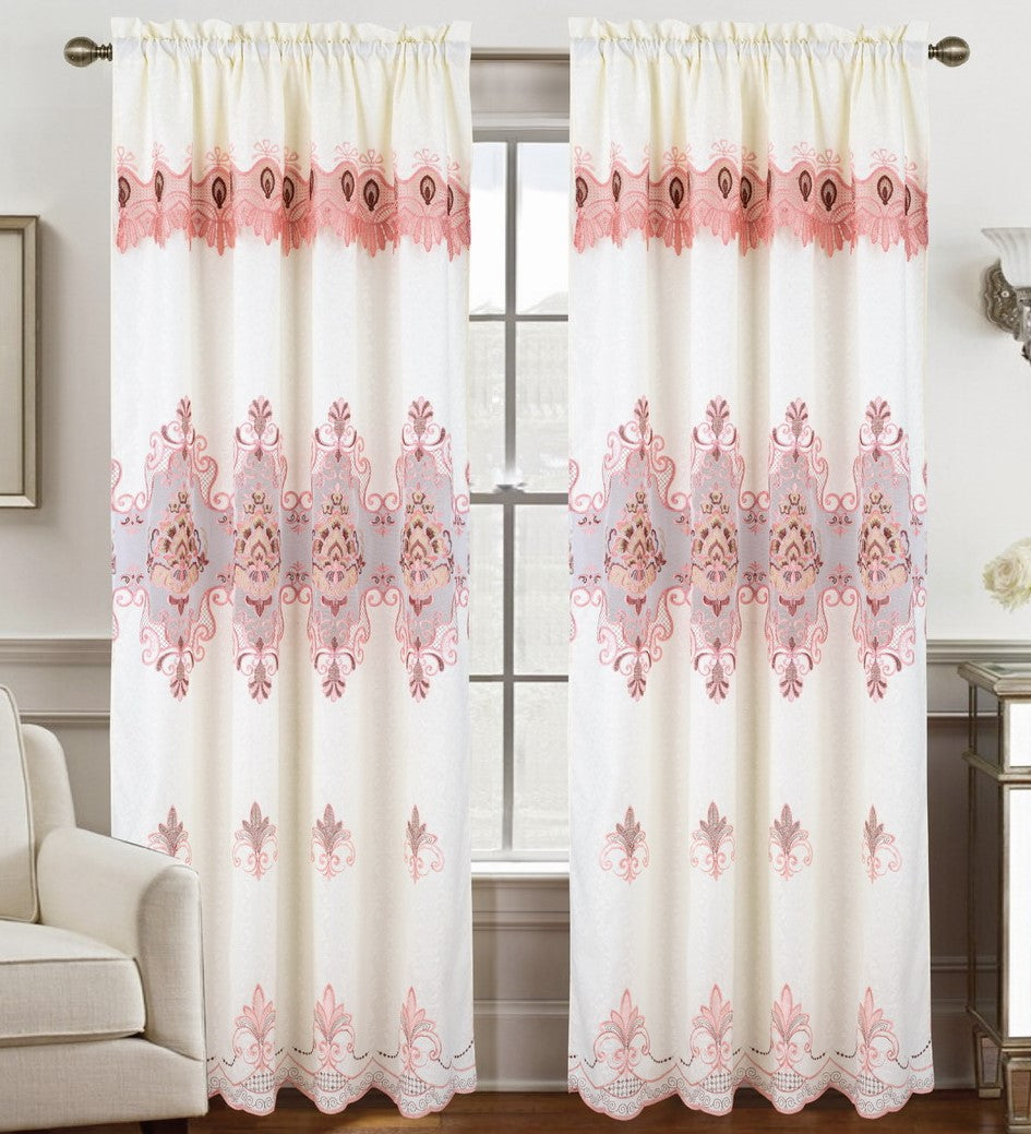 Arabella Macrame Jacquard Curtain with Attached Valance