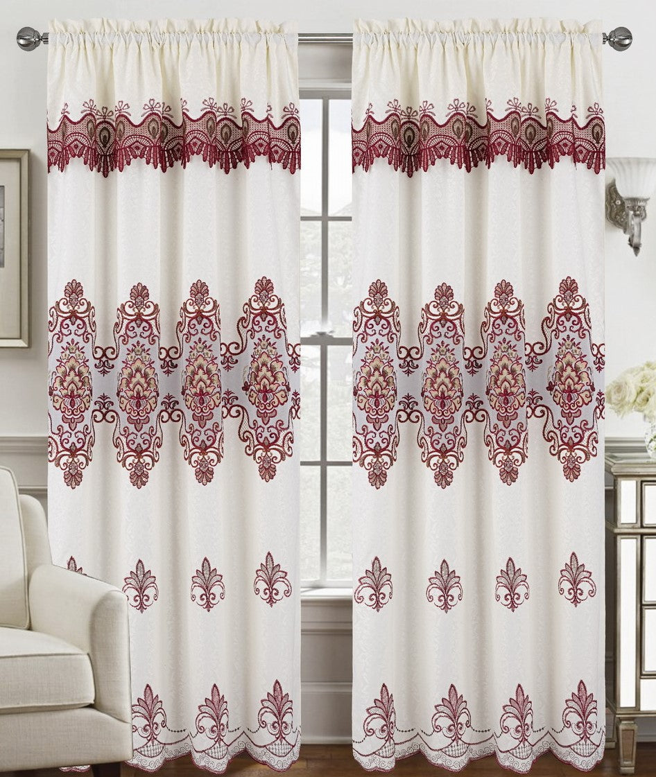 Arabella Macrame Jacquard Curtain with Attached Valance