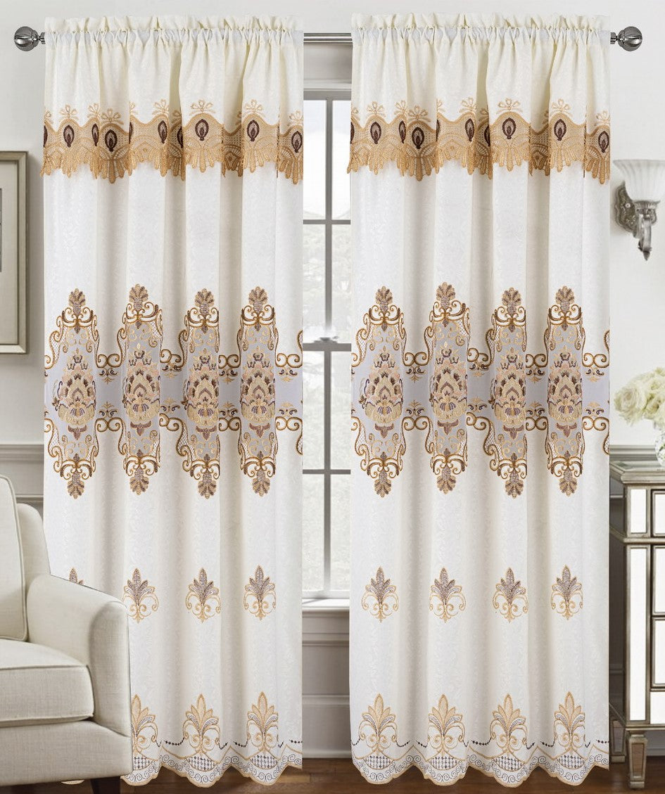 Arabella Macrame Jacquard Curtain with Attached Valance