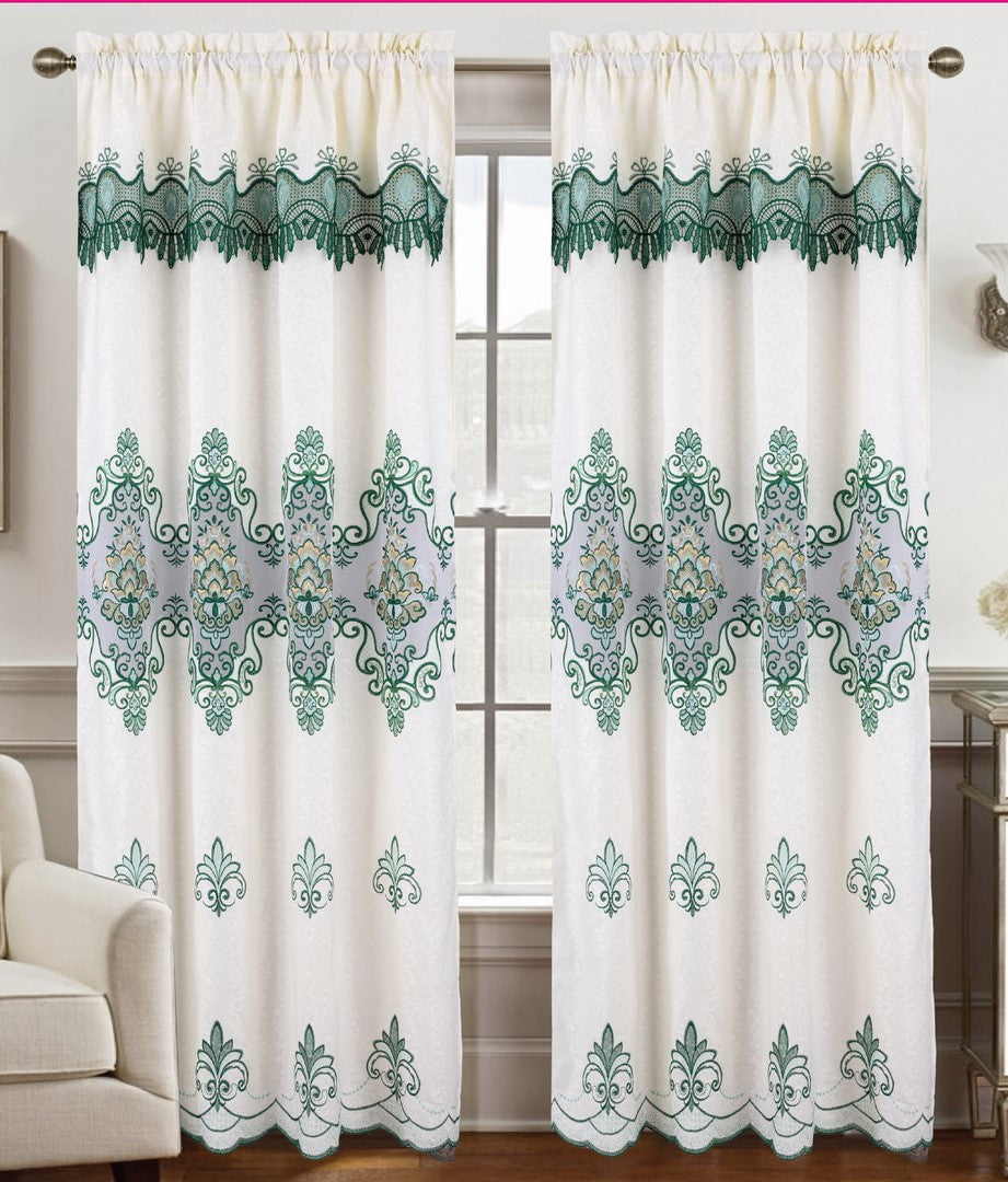 Arabella Macrame Jacquard Curtain with Attached Valance