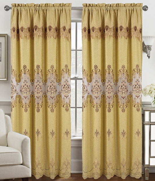 Arabella Macrame Jacquard Curtain with Attached Valance