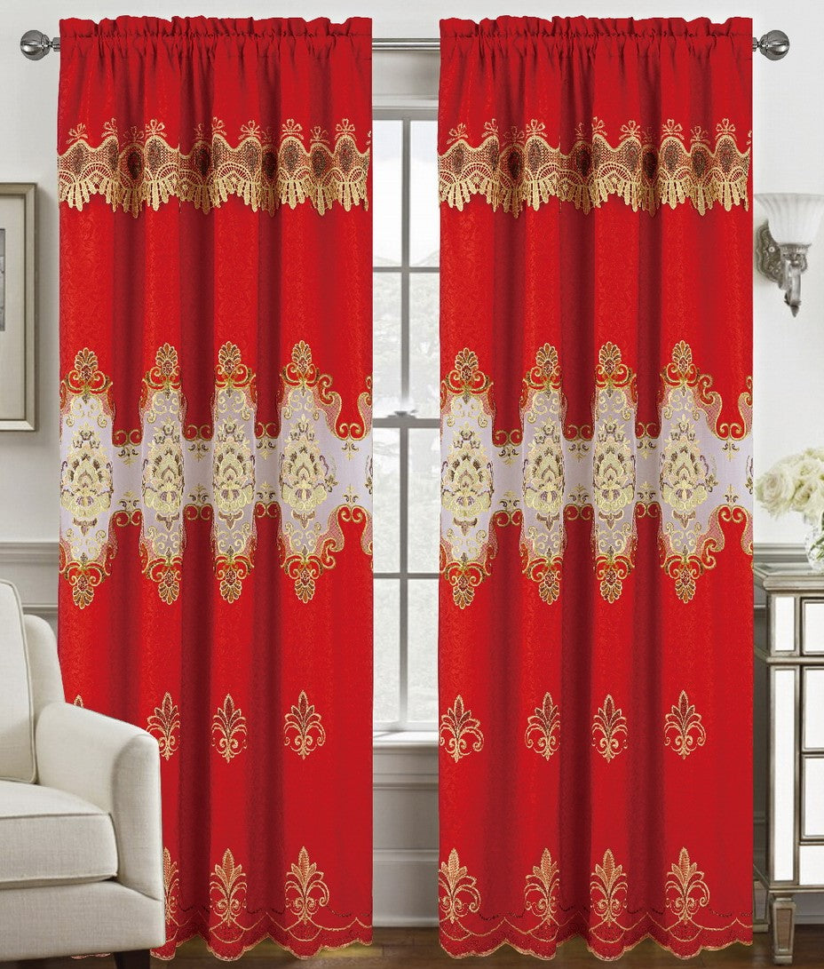 Arabella Macrame Jacquard Curtain with Attached Valance