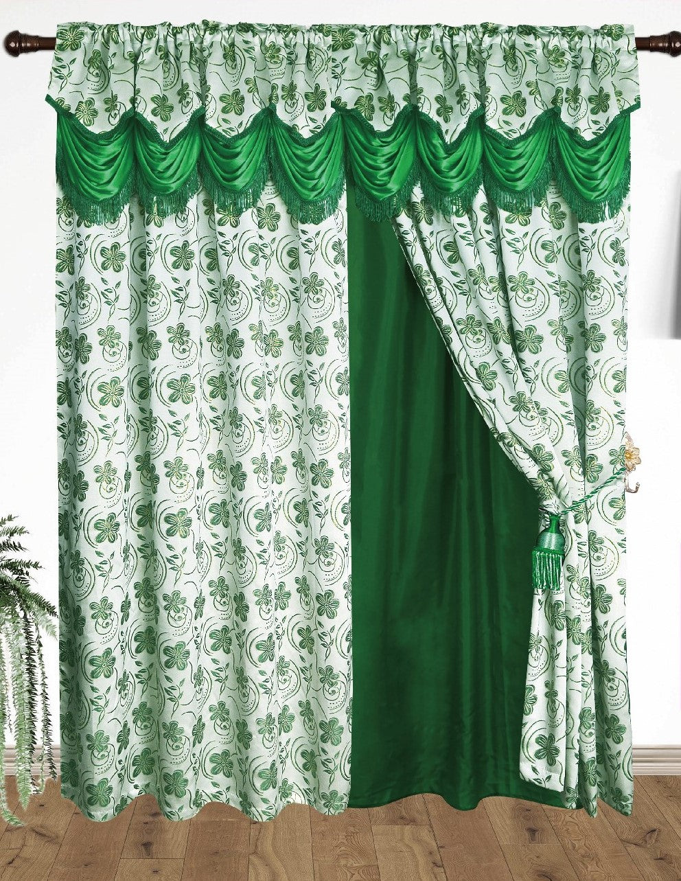 Devika Jacquard  Curtain with Attached Valance & Backing