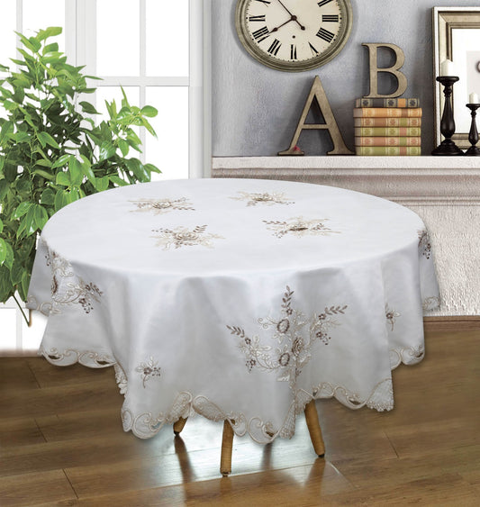 Rosalia Embroidered & Hand Cutwork Tablecloth - Stylish Curtains