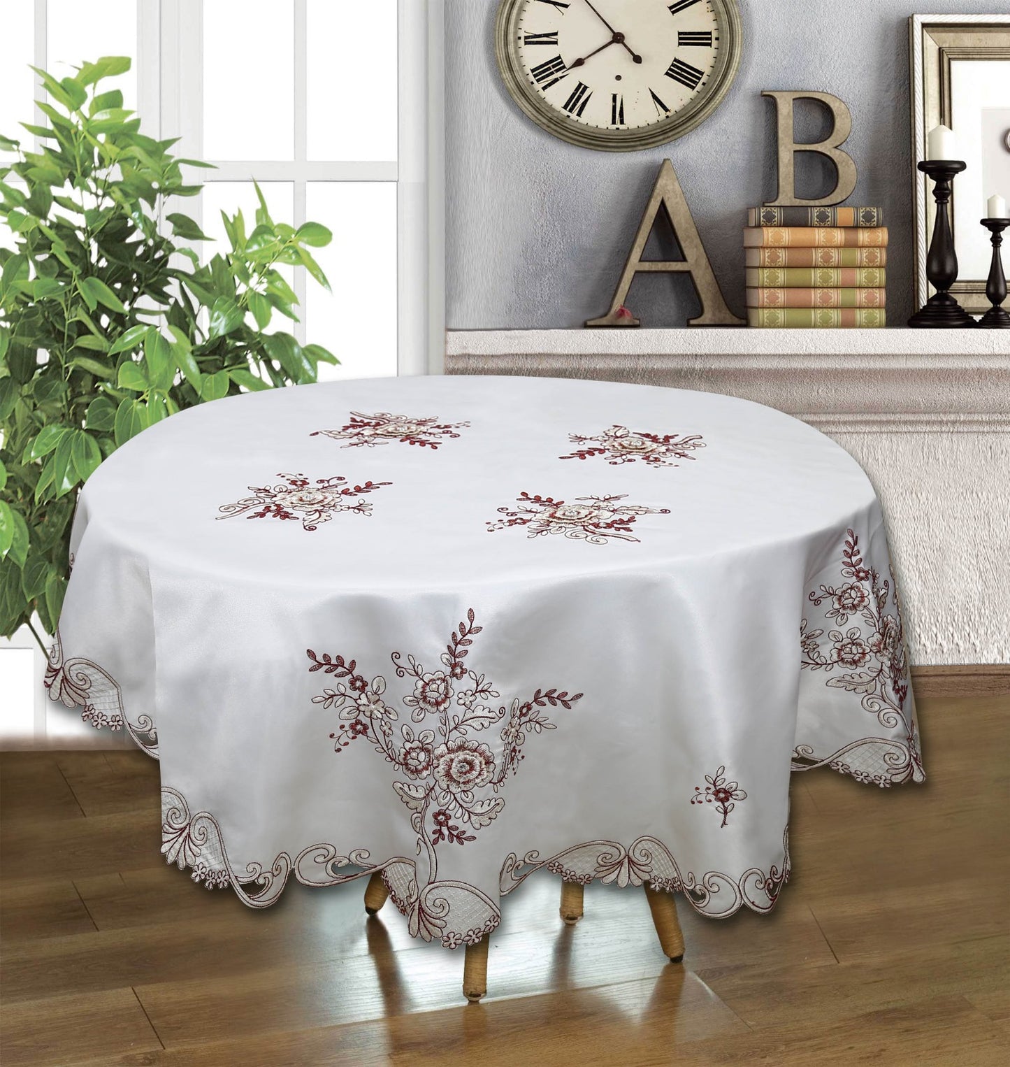 Rosalia Embroidered & Hand Cutwork Tablecloth - Stylish Curtains