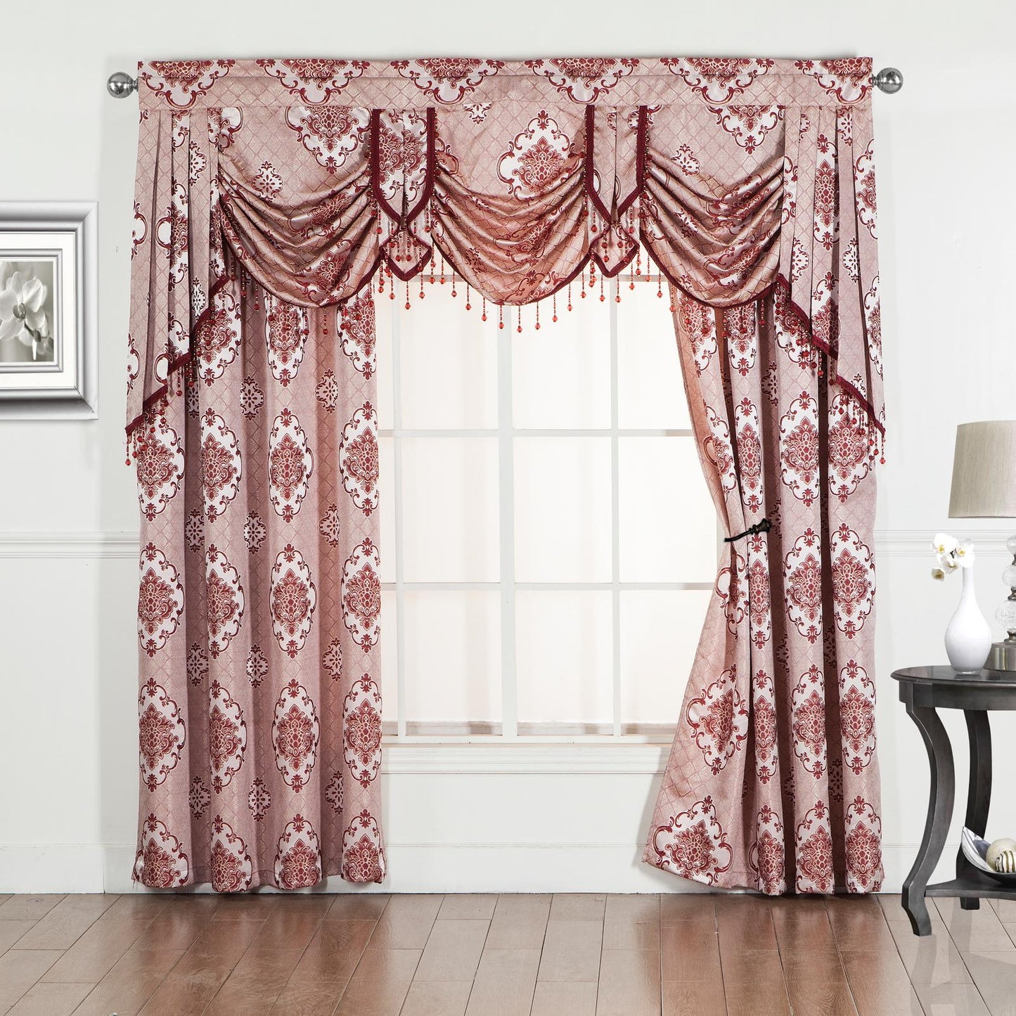 Tina Grommet Panel with Beaded Swag Valance - Stylish Curtains