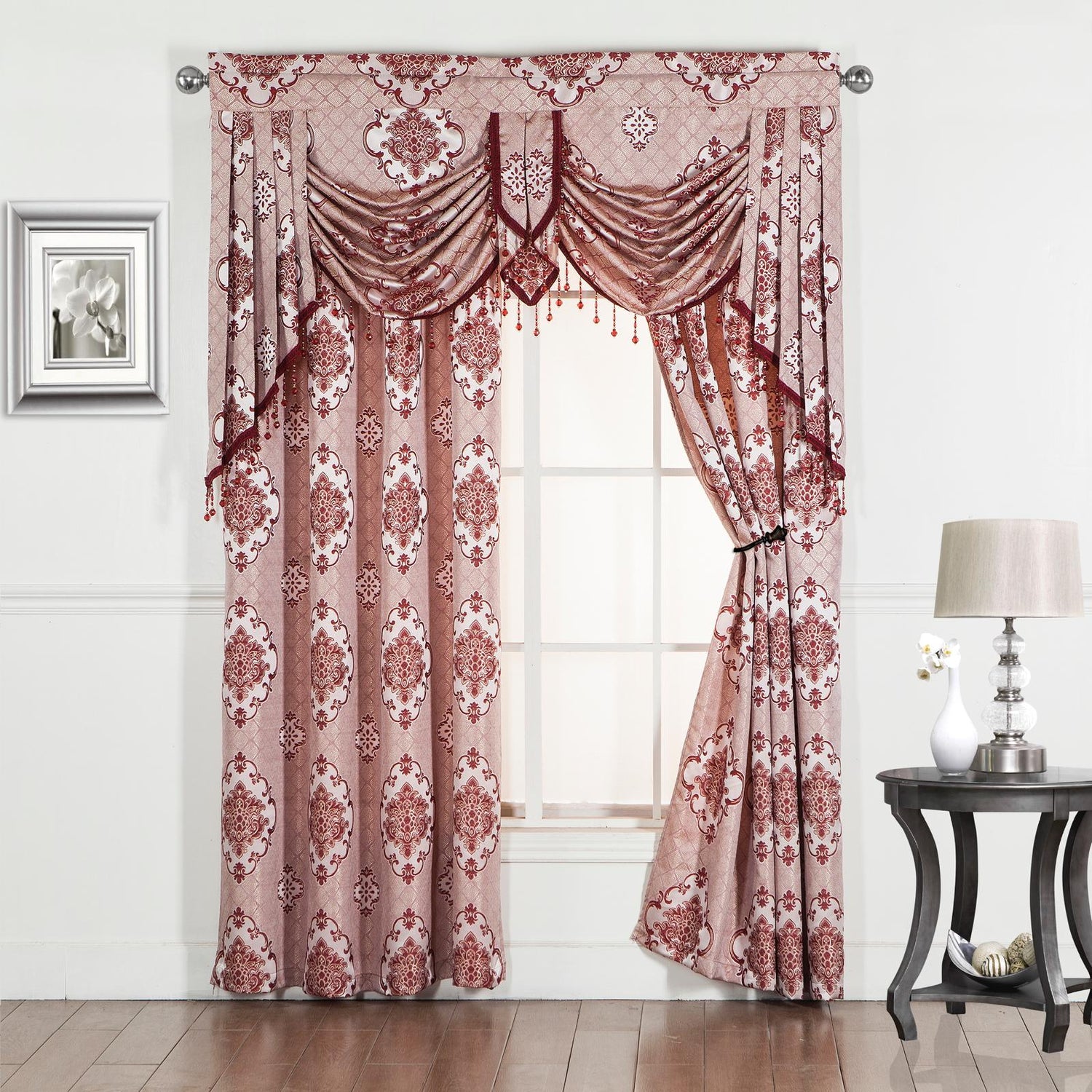 Tina Grommet Panel with Beaded Swag Valance - Stylish Curtains