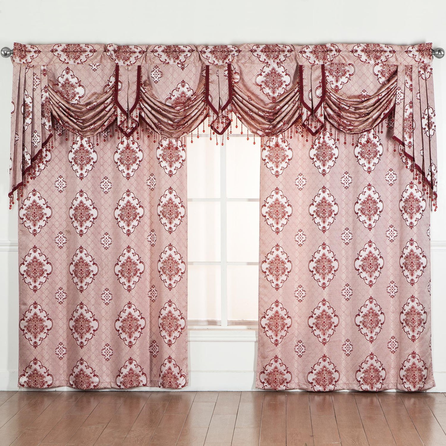 Tina Grommet Panel with Beaded Swag Valance - Stylish Curtains