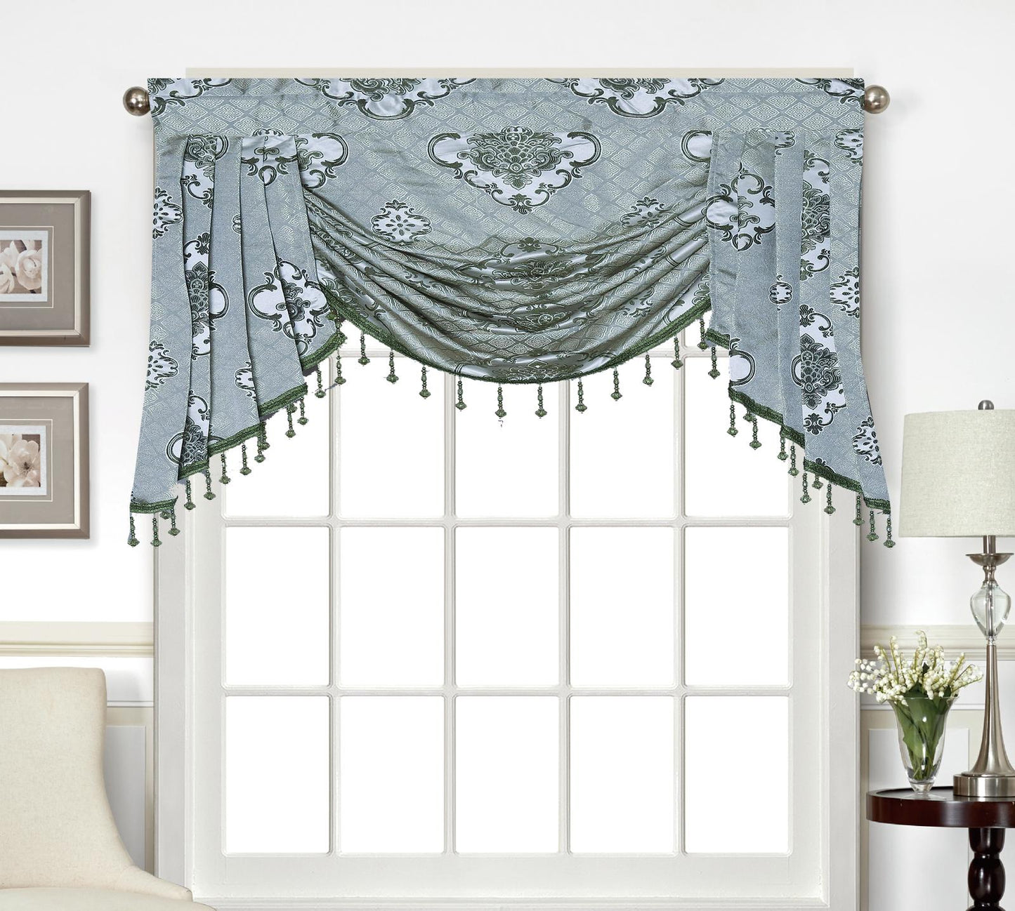 Tina Beaded Swag Valance - Stylish Curtains