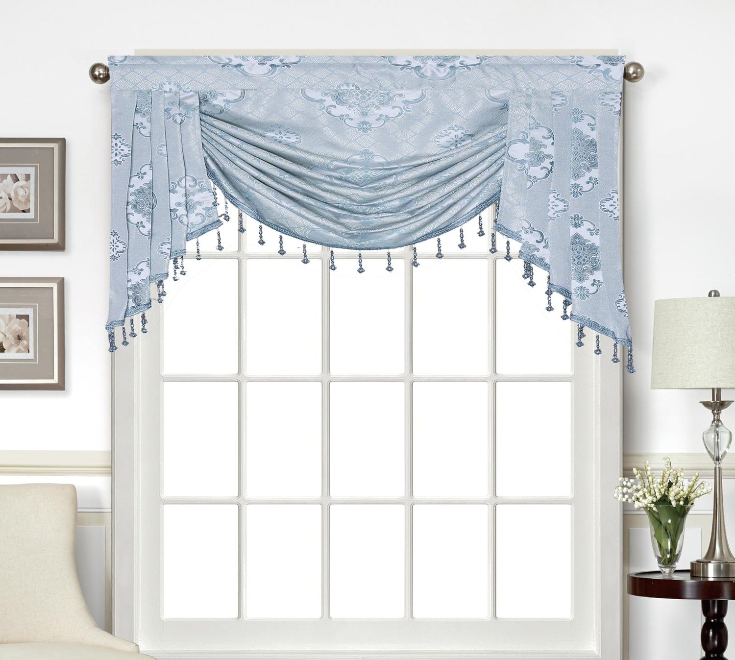 Tina Beaded Swag Valance - Stylish Curtains