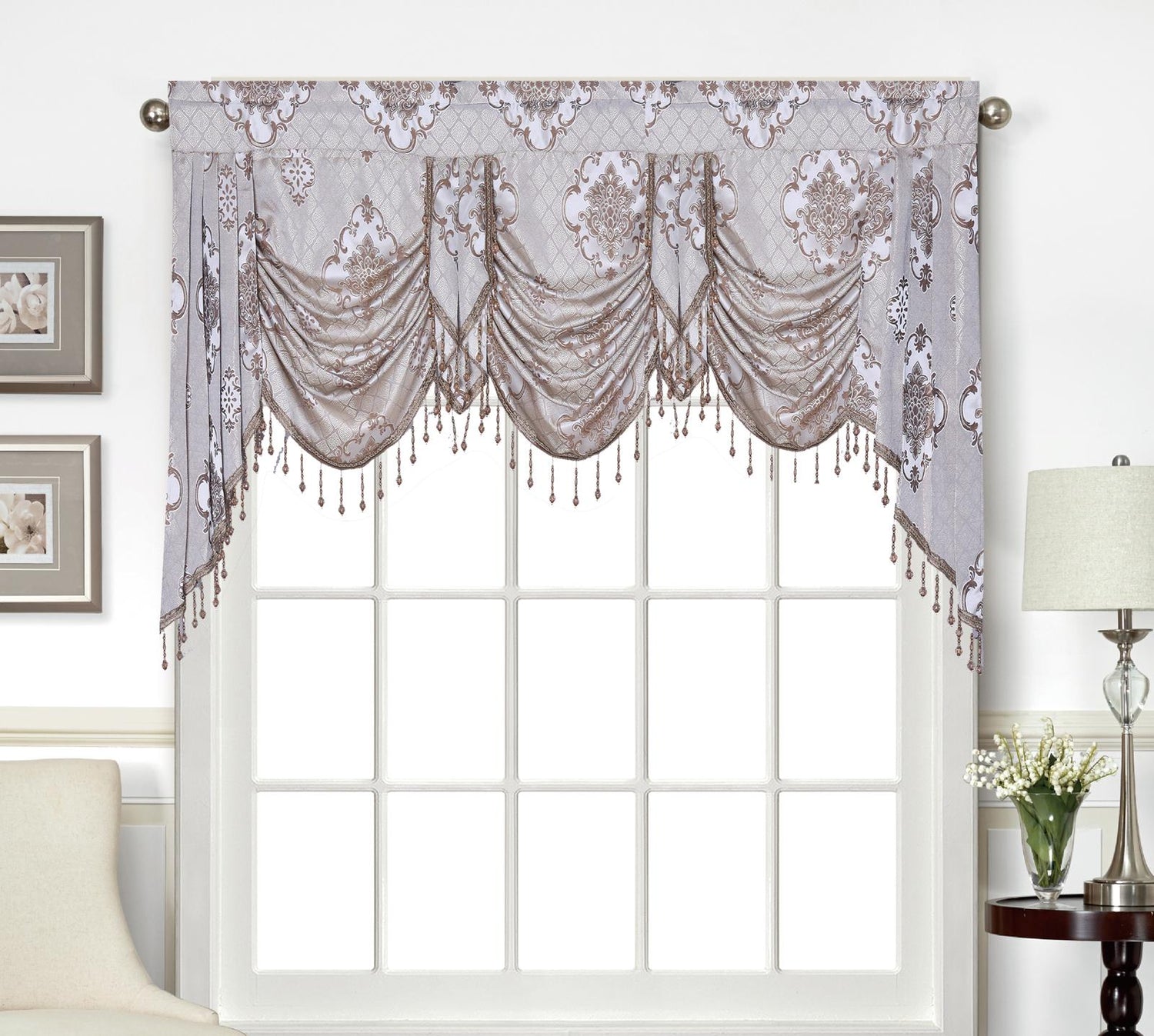 Tina Beaded Swag Valance - Stylish Curtains