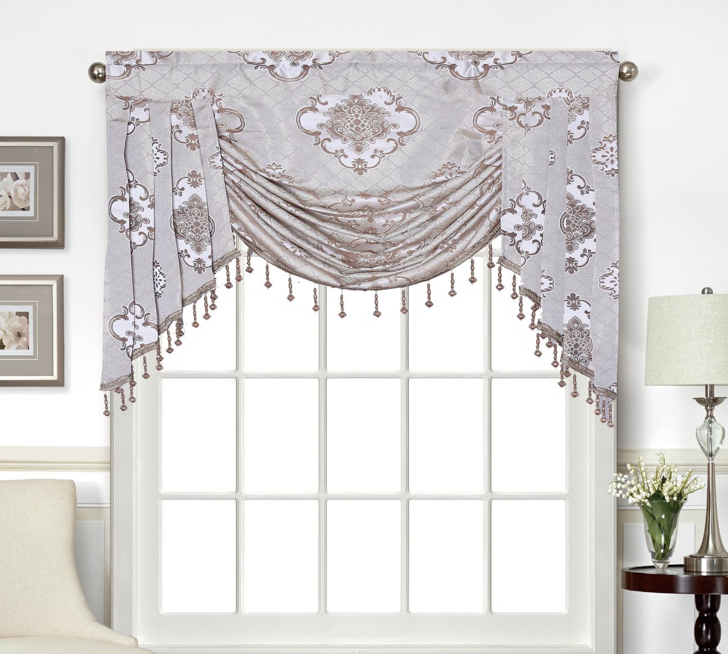 Tina Beaded Swag Valance - Stylish Curtains