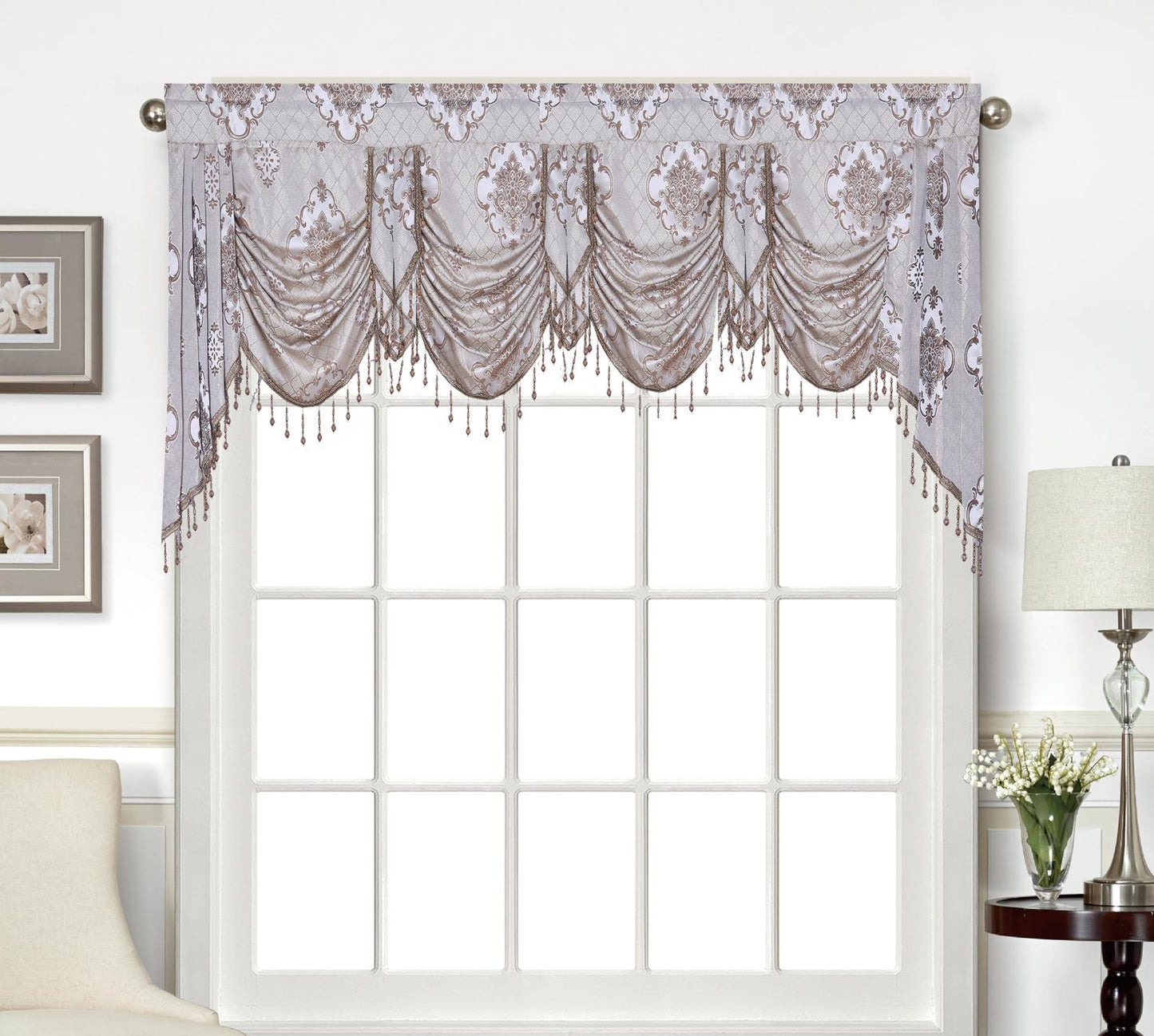 Tina Beaded Swag Valance - Stylish Curtains