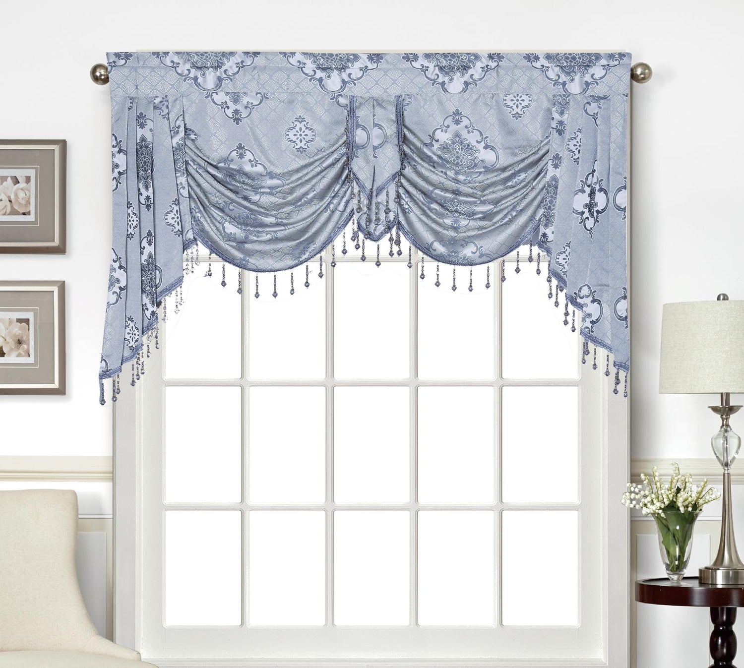 Tina Beaded Swag Valance - Stylish Curtains