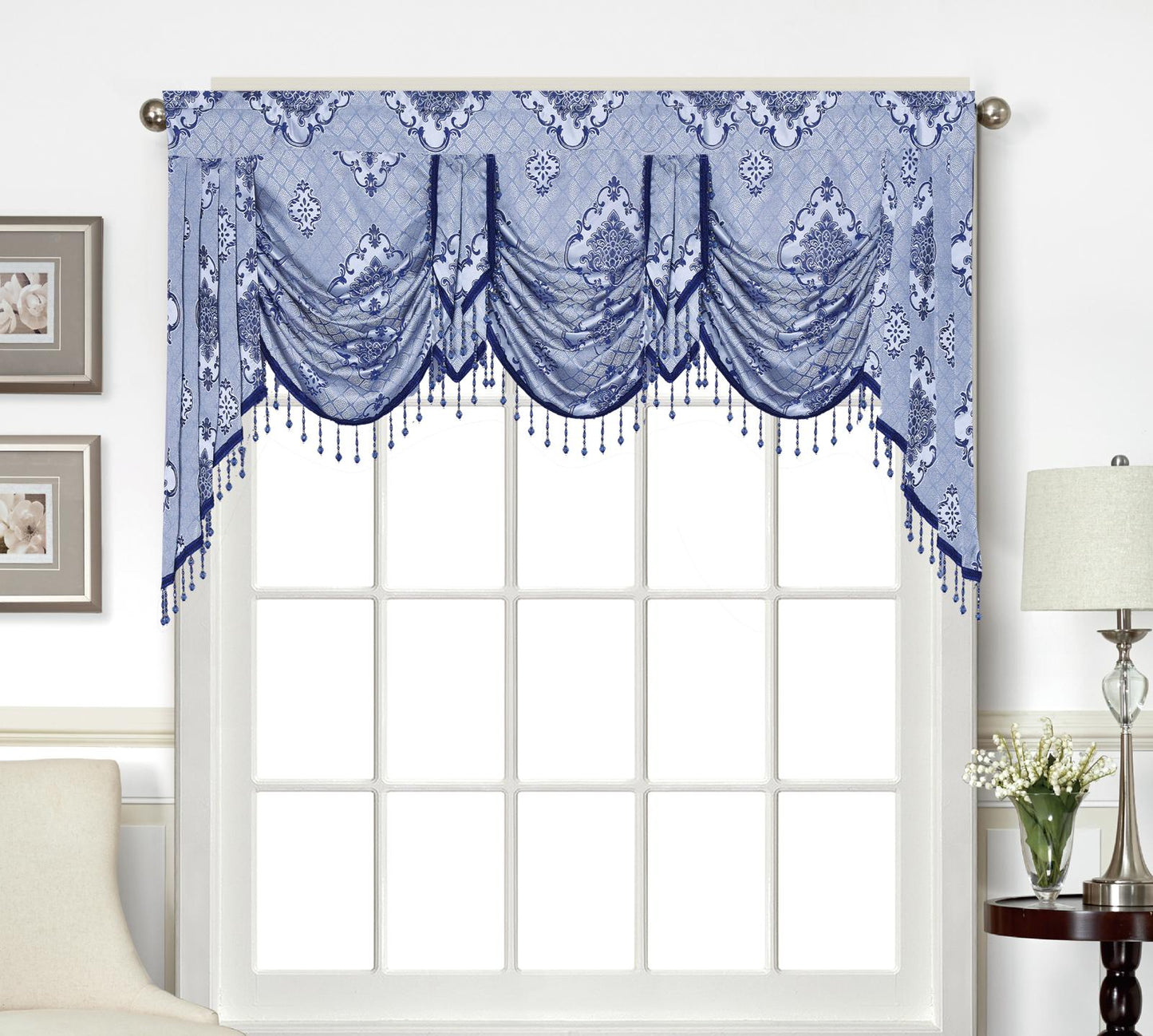 Tina Beaded Swag Valance - Stylish Curtains