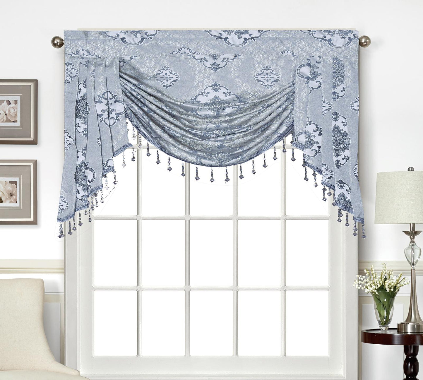 Tina Beaded Swag Valance - Stylish Curtains