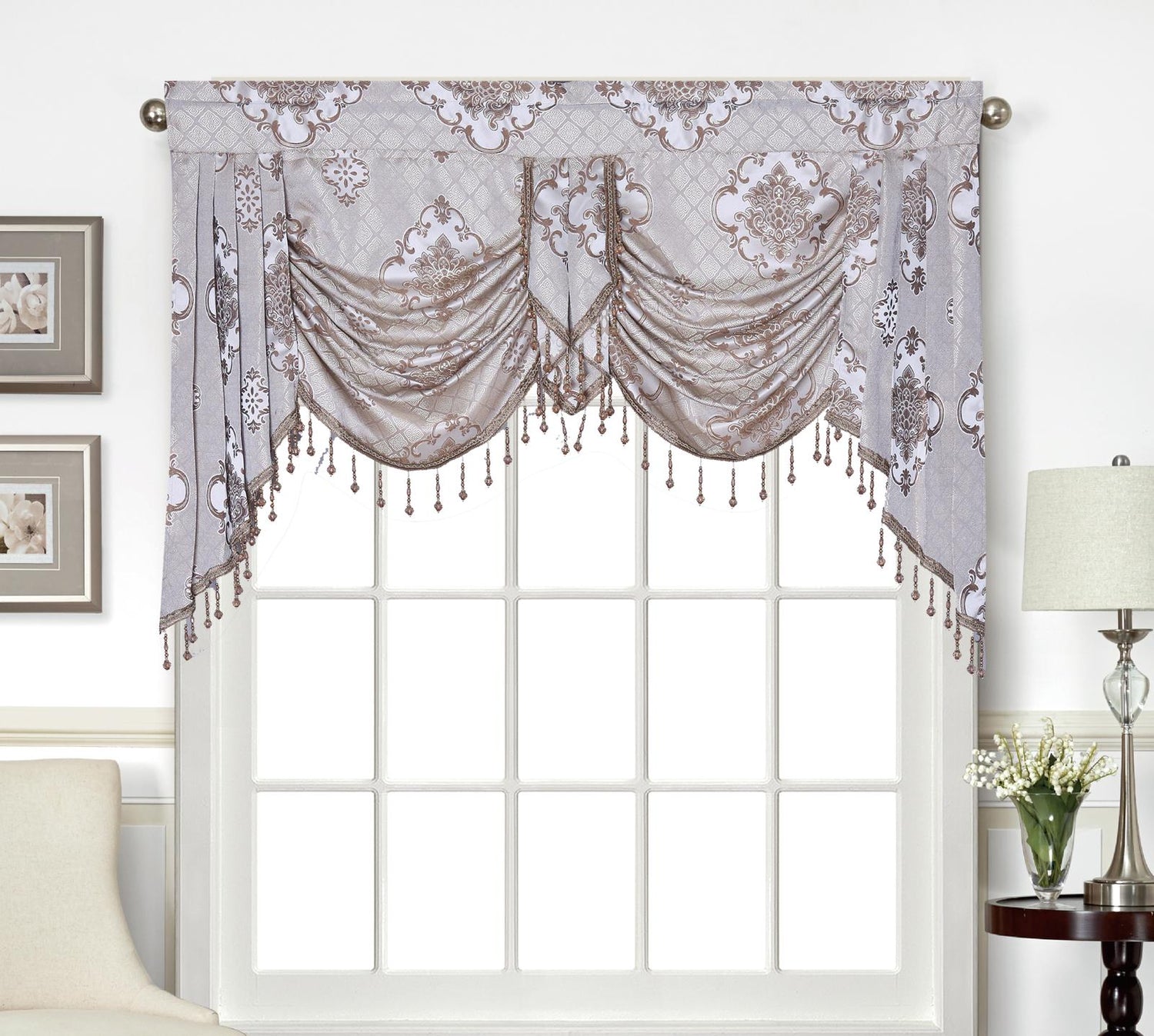 Tina Beaded Swag Valance - Stylish Curtains