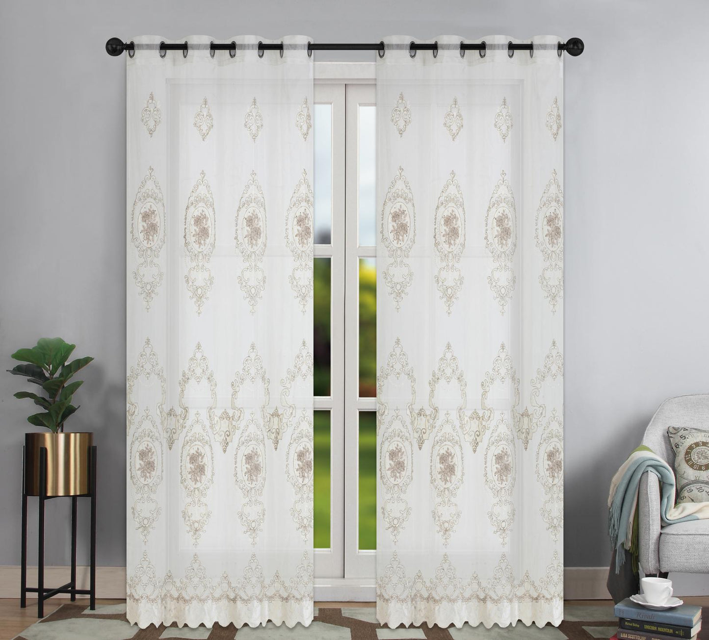 Mona Lisa Embroidery Grommet Curtain - Stylish Curtains