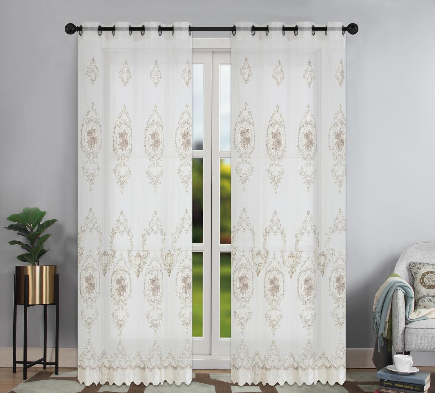 Mona Lisa Embroidery Grommet Curtain - Stylish Curtains