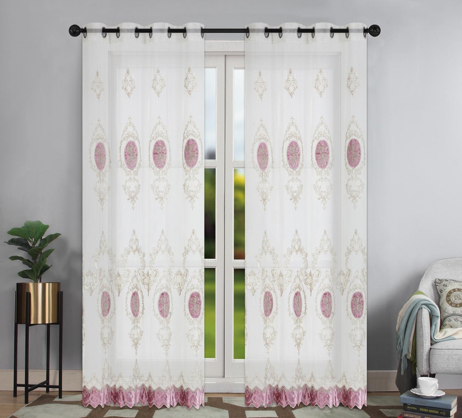 Mona Lisa Embroidery Grommet Curtain - Stylish Curtains