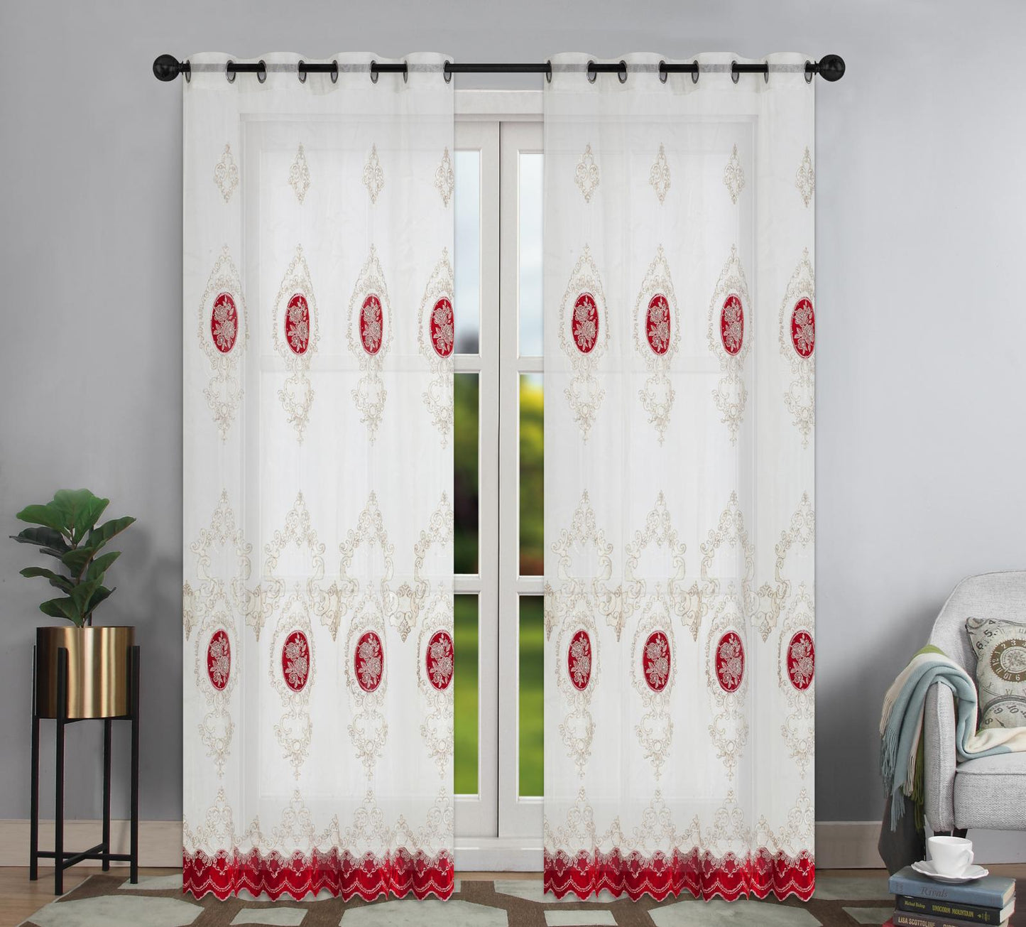 Mona Lisa Embroidery Grommet Curtain - Stylish Curtains