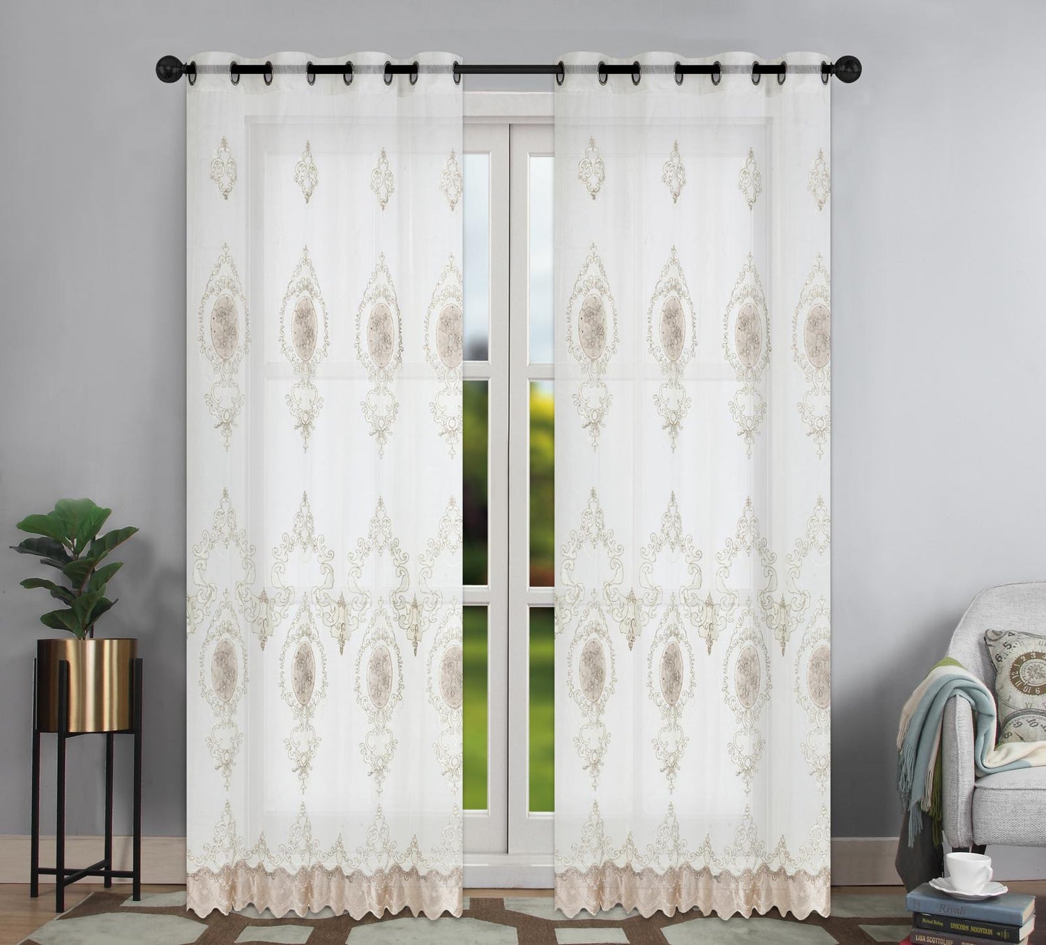 Mona Lisa Embroidery Grommet Curtain - Stylish Curtains