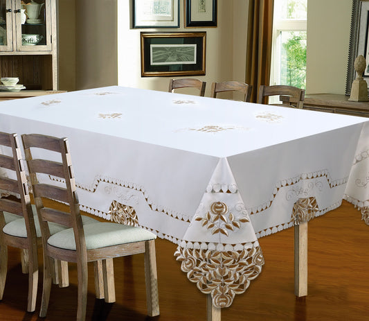 Sandra Embroidered & Hand Cutwork Tablecloth - Stylish Curtains