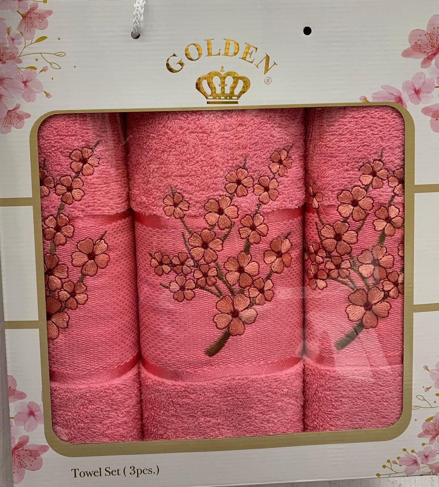 Cherry Blossom Embroidered 3 Piece Bath Towel Set