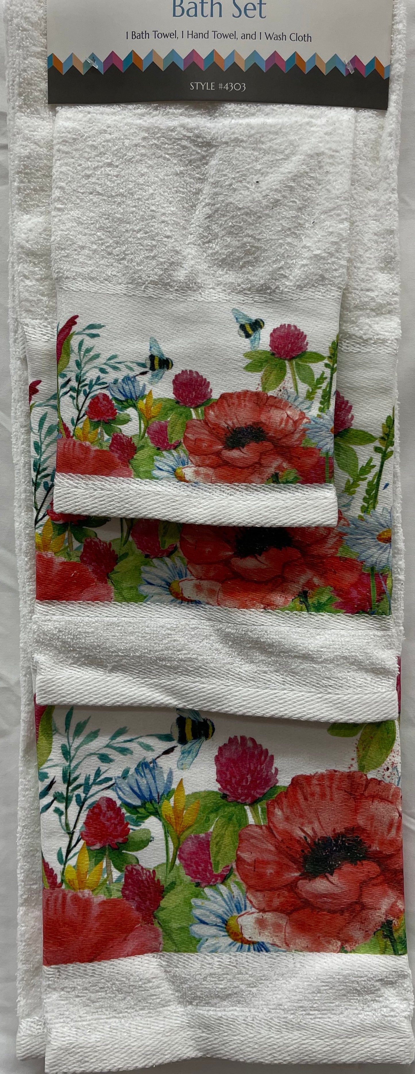 Rose Garden Macrame 3 Piece Bath Towel Set