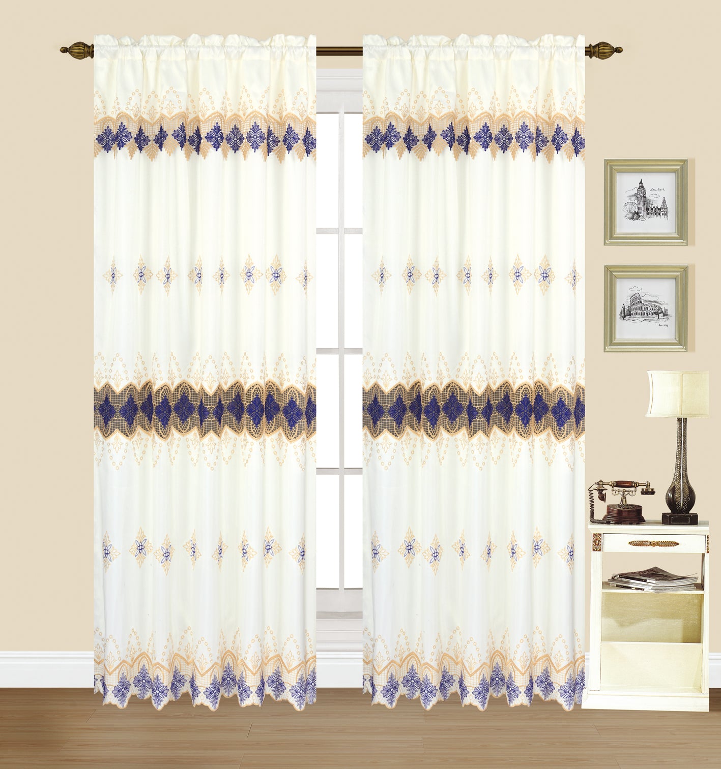 Scarlet Curtain Set with Attached Valance